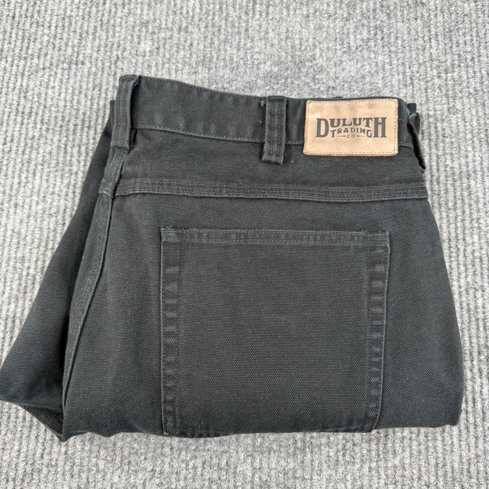 Duluth Trading Co Work Pants Men 38x30 Black Cotton Canvas 5-Pocket 86125